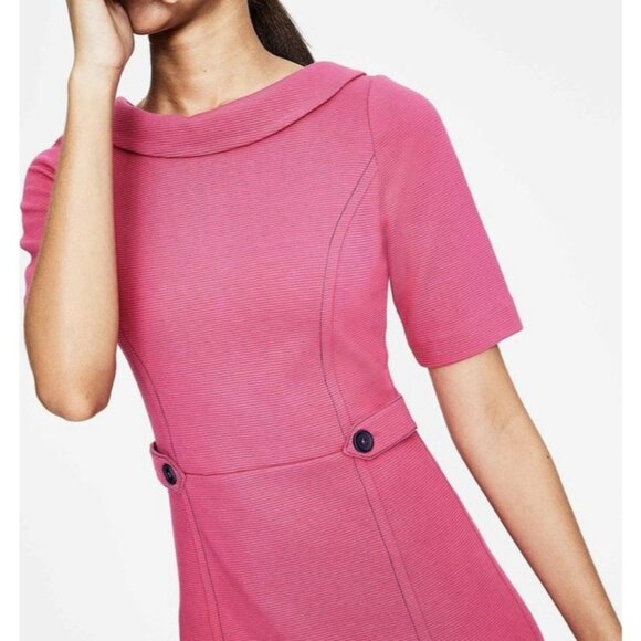Boden Women’s Betty Ottoman Dress Size 10 R Hot Pink Stretch Lined Knee Short Sl - Picture 3 of 15